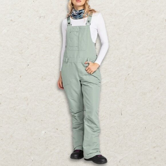 Roxy Other - Roxy Snow Bib Pants Adjustable Straps Waterproof Fabric Insulated Green W S NWT